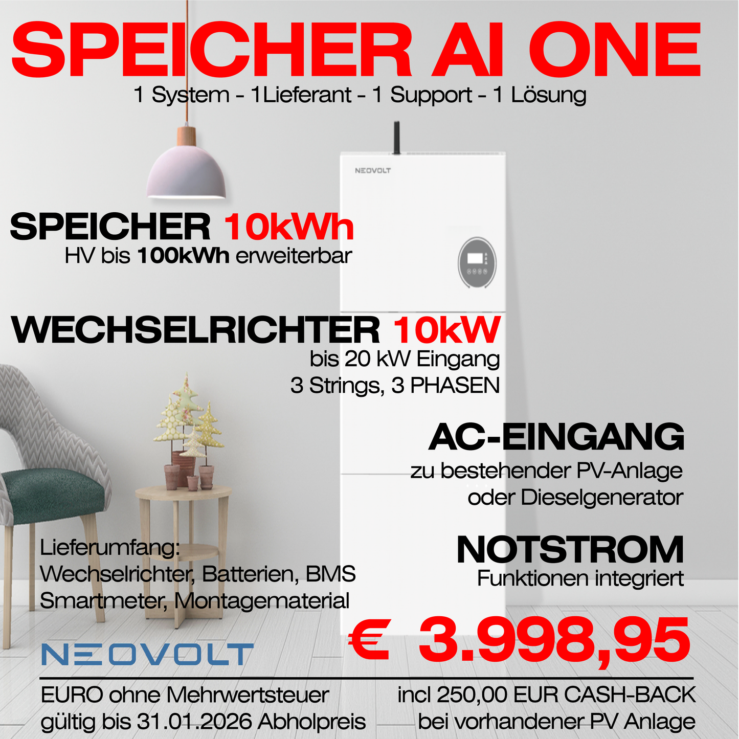 PV Set - NEOVOLT – Dreiphasige PV-Anlage mit Speicher | Notstrom & Wallbox