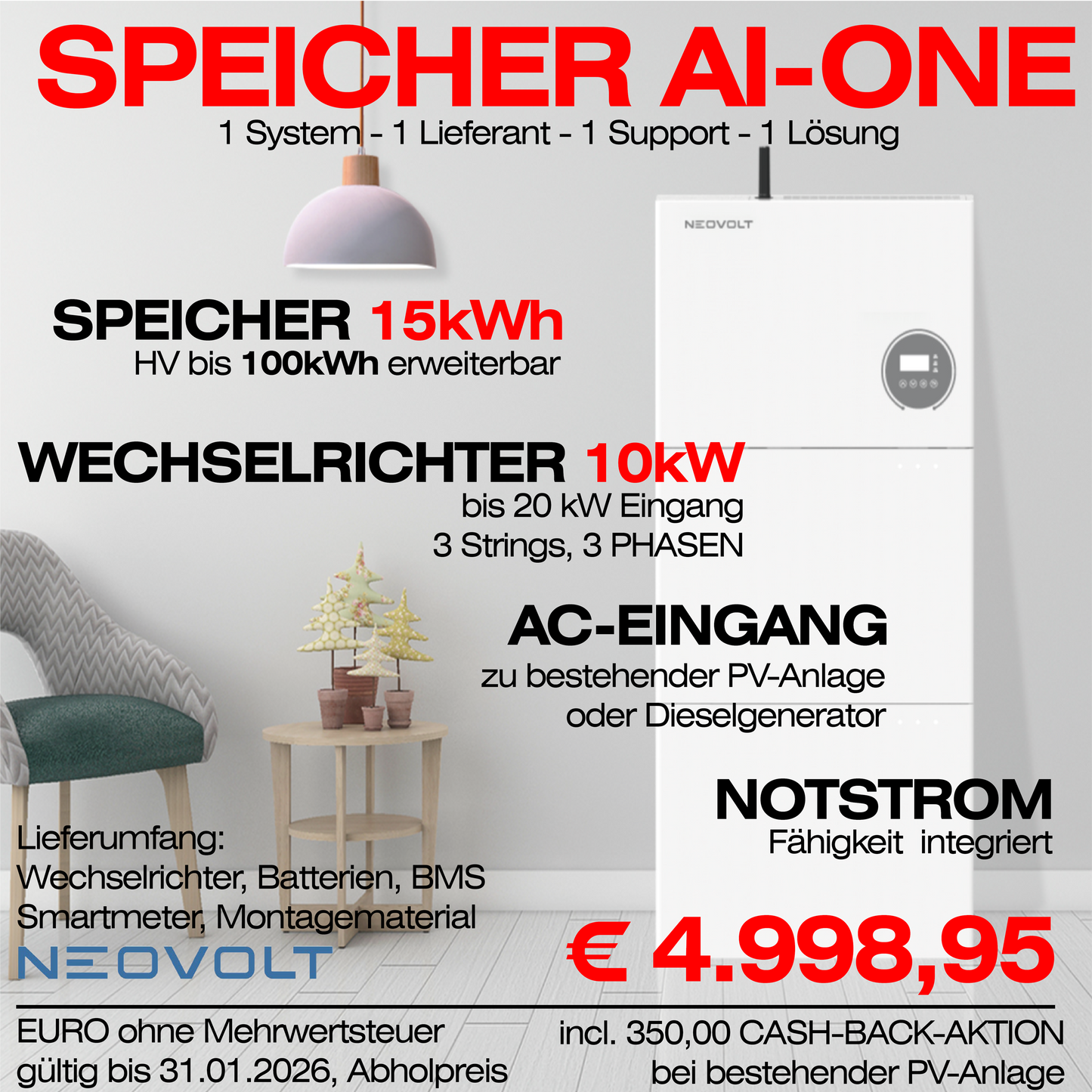 PV Set - NEOVOLT – Dreiphasige PV-Anlage mit Speicher | Notstrom & Wallbox