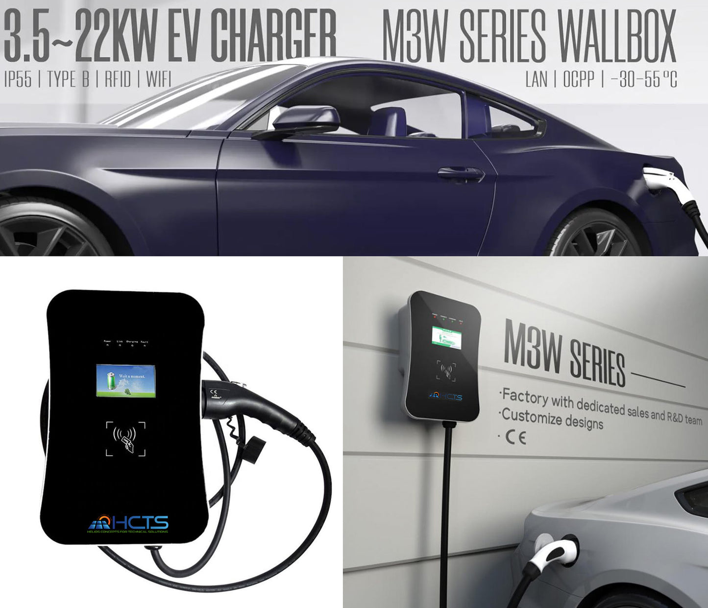 SunPal M3W 22 kW Wallbox WLAN Typ 2 Stecker IEC 62196-2